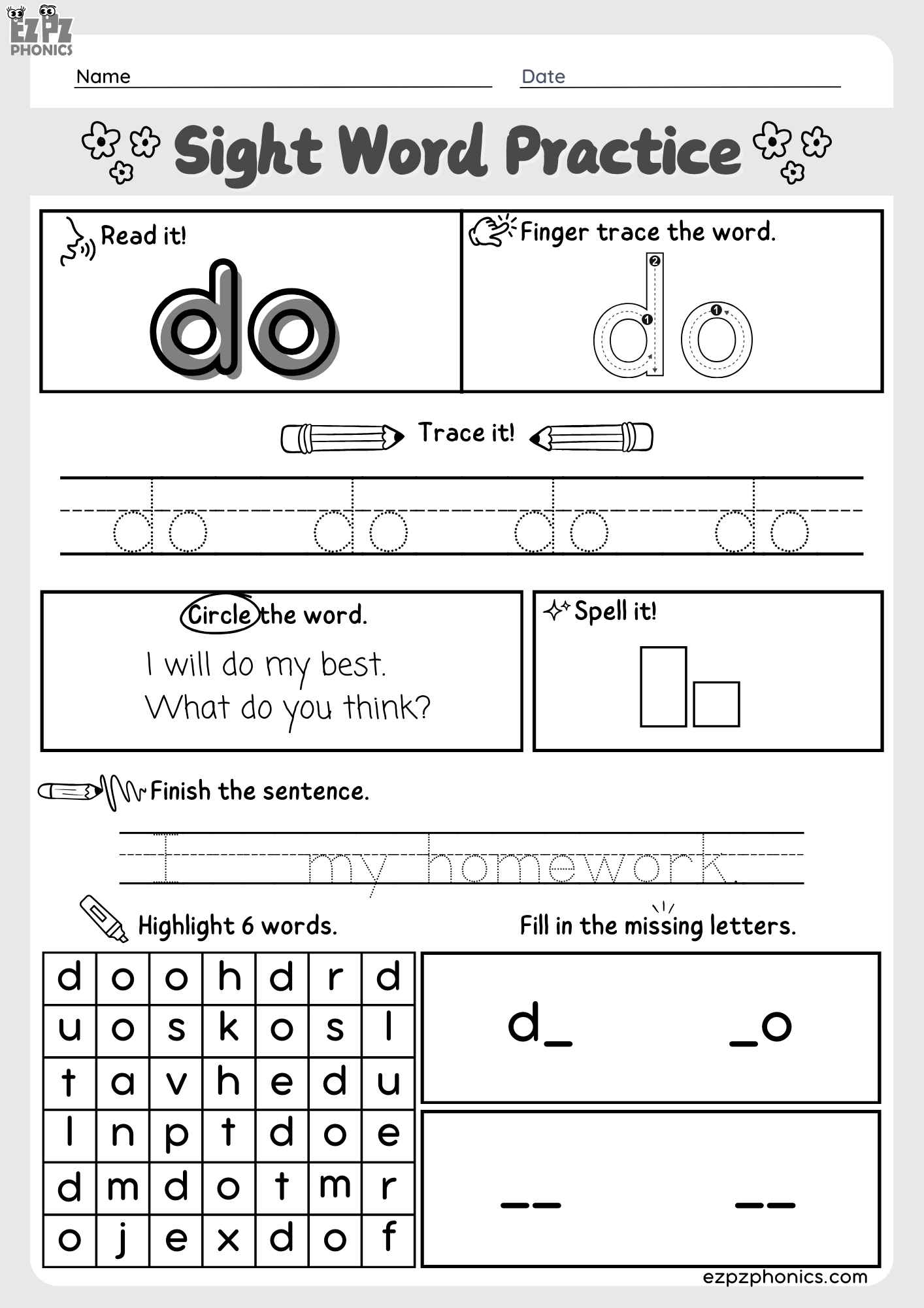 Dolch Kindergarten Sight Word “But” Downloadable PDF Worksheet